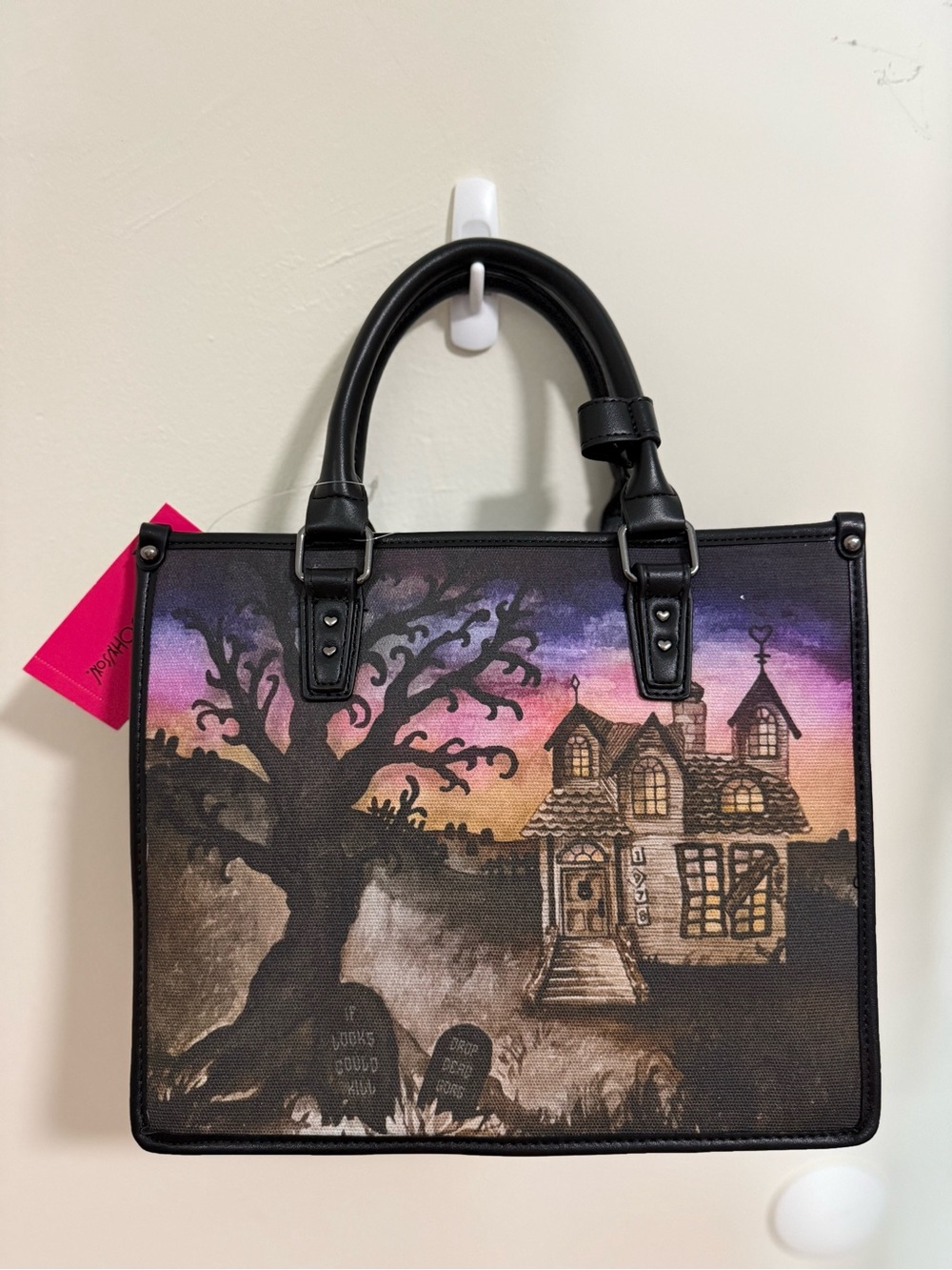 the Betsey Johnson Boo & Breakfast haunted house tote bag - Picture 6 of 6